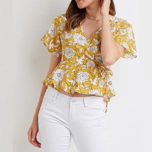 CR | FLORAL Tie-up Blouse